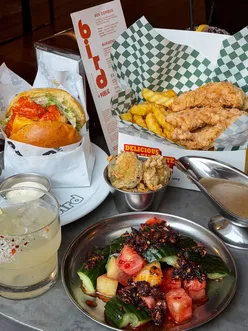 The posh-est fried chicken we’ve consumed?! 🍗💅🏻

@publicmcr have hit it out the park once again with the launch of their asian-inspired fried chicken pop up, suitably named ‘BIRD’ 🐔

As well as beautifully crunchy fried chicken, they also do tasty sides, like smacked cucumbers, watermelon pickles, and the most elite side of all… FRICKLES 🫶🫶🫶 

Public also serve elite cocktails, which are the perfect fried chicken accompaniment imo 😌

📍BIRD @ Public, Stevenson Square, NQ, Manchester. 

 #manchesterrestaurants #manchesterfood #mcrfoodies #friedchickenlovers #foodphotography #instafood #manchestereats #crispychicken #foodstagram #northernquarter #eatmcr #manchestereats #cheatday