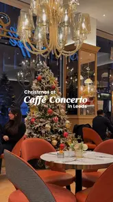 Festive atmosphere at Caffè Concerto, Leeds, with Christmas décor, drinks, and desserts for a cozy winter experience.