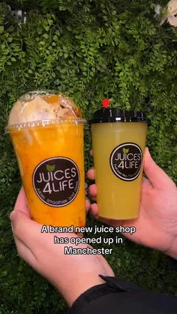 New juice shop in Manchester offering drinks and two Kunafa cakes for £14.95 until January 15th.