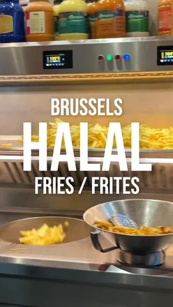 Enjoying halal fries at Friterie Tabora in Brussels, Belgium - a must-visit for halal food lovers!