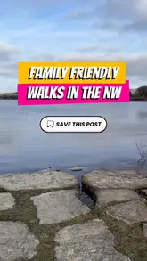 A compilation video showcasing six family-friendly walking locations in the North West of England, featuring text overlays with location names and postcodes.