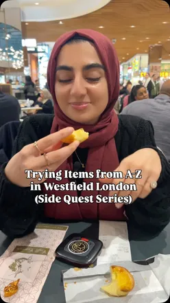 Most entertaining and best video you’ll ever watch xx it’s long but 10/10 like me. 
We can say a small prayer for the letters that didn’t make it this time 😔 (E,H and I) - one day you will be included ❤️

I know someone’s watching this and waiting to copy the idea (think of your own xx)

Places we tried:
A - Arabian Gold Chocolate from Caffè Concerto 

B - Banana Pudding from Pudding Doree 

C - Cream Bun from Ole & Steen 

D - De Nata from Cafe de Nata 

E - sorry E we got full but an egg thing would’ve worked 

F - frozen yogurt from Yolé 

G - Grape Aloe bubble tea from T4 

H - apologies to H we couldn’t race to find anything in the last few mins - forgive us 🤝

I - was gonna get Italian tiramisu but it had alcohol so removed from the list 😔

J - Jasmine bubble tea from T4

K - K-fries from Seoul Bird 

L - Lychee mixed berry drink (best drink ever) from the same as above Seoul Bird 

If you enjoyed part 2 will be coming out soon w the second half of the alphabet (some missing again so part 3 will be filmed w the missing letters at some point :))) 

#westfieldlondon #atozchallenge #foodblogger #sidequest #foodreview