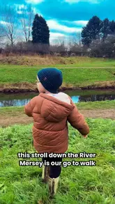 A family-friendly vlog showcasing a walk along the River Mersey that leads to Riverbank Coffee, highlighting the accessibility for children and the cozy atmosphere of the cafe.
