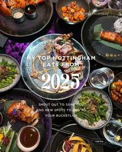 My Top Nottingham Eats from 2025! Featuring some old and some new spots that are sure to make your 2026 a whole lot delicious 🤤 

Featuring: 
@kojima_noodles 
@vasonotts 
@vivaindiantapas 
@muchopicanteuk 
@nottingham_mayfair_restaurant 
@chaiyonottingham 
@theseafoodguyuk 
@noshinottingham 
@lobsterpot.nottingham 
@caphinique 
@baujisnottingham 
@kinurestaurant 
@passans_ 
@shoburamen 
@heydanna.nottingham 
@bustler_nottingham 
@hemispherewb 
Enat Cafe
Botosushi 
@pici_nottingham (could not add in a still but I had to squeeze this one in!)

Since instagram only allows 20 stills, I’ve tried to feature some lesser known gems as well as restaurants new to the city! Let me know in the comments which ones you’re most excited to check out in the new year ✨🎉