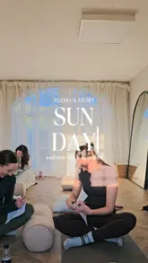The video is a montage of a wellness event at a studio, featuring clips of Pilates, reiki, breathwork, and healthy refreshments. It uses a soft, calming aesthetic to showcase the space and the activities offered, aiming to promote the venue as a place for relaxation and reconnection.