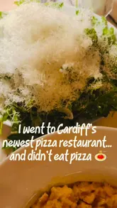 A short, informative reel showcasing the interior and menu of the newly opened Bosco in Cardiff, specifically highlighting the gluten-free options available for those who cannot eat the main pizza menu.
