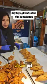 A short vlog-style video where the creator visits a street food stall in Manchester that has no customers, interacts with the vendor, and purchases food.