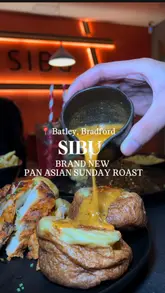 Indulge in a must-try Sunday Roast in Batley with juicy steak, miso chicken, and a roast-style burger at Sibu.