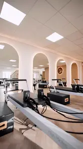 A promotional montage for the opening of Elethea Studios in Harrogate, showcasing the studio space, Pilates reformers, and the atmosphere of the opening day event.