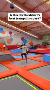 A montage video showcasing the trampoline park and soft play area at Gosling Sports Centre in Welwyn Garden City. The video highlights the various play zones, including trampolines, foam pits, and climbing structures, providing a clear overview of the venue's facilities for families.