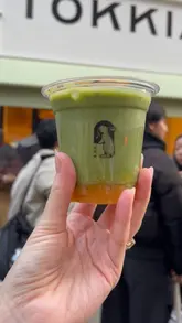 A short, punchy promotional video for Tokkia, a Korean matcha shop in London. The video features close-up, high-quality shots of matcha lattes being prepared and various cream-filled salt breads, highlighting the aesthetic and artisanal nature of the products.