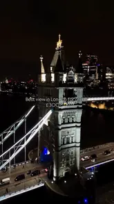 A promotional video for The Tower Hotel in London, highlighting the 'Executive Bridge View' room. The video features cinematic shots of the room interior, the iconic view of Tower Bridge at night, and a couple enjoying champagne, positioning the hotel as a romantic destination.