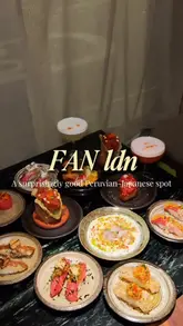 A visually polished showcase of a Peruvian-Japanese fusion restaurant in London, featuring close-up shots of various sushi, nigiri, tacos, and cocktails. The video focuses entirely on the food presentation, highlighting the textures and plating of the dishes.
