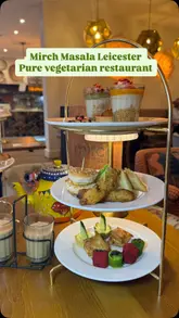 Afternoon tea at Mirch Masala, Leicester, featuring Bombay sandwiches, chocolate samosas, and unlimited masala chai.