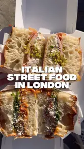 The video is a listicle-style review of three Italian street food venues in London. The creator visits each location, showing the food preparation, the final product, and their reaction to eating it. The video uses a fast-paced editing style with voiceover commentary to guide the viewer through the different options, including pizza fritta, focaccia sandwiches, and pizza al taglio.
