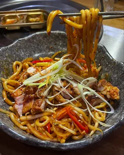 Delicious Korean meal at Soju and Gogi in Newcastle, featuring spicy beef soup, kimchi pancakes, and Korean fried chicken.