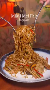A high-quality montage showcasing a variety of dishes and the elegant interior of MiMi Mei Fair in Mayfair.
