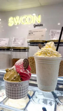 Enjoying gelato at SWOON in Selfridges, January treat with gluten-free options and great service.