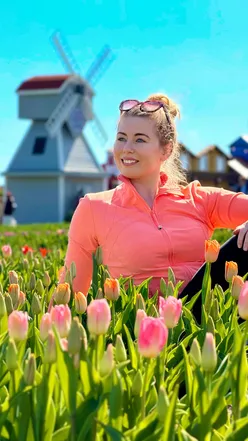Colorful tulip fields at Tulleys Tulip Garden in Warwickshire, featuring live music, street food, and coffee treats.