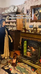 A travel guide video listing five things to do in Nidderdale, Yorkshire, including a museum, a historic sweet shop, rock formations, a public artwork, and old lead mines.