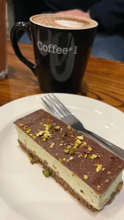 Enjoying winter drinks and delicious cakes at Coffee Number 1 in Chesterfield—perfect for cozy coffee dates!