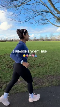 'Passionate runner sharing reasons for loving ASICS Running with motivational hashtags and vibrant energy'