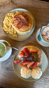 Delicious pancakes with Nutella and strawberries at The Cabin in Sheffield, the ultimate Pancake Day destination.