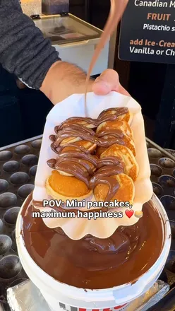 Delicious mini pancakes served with toppings, perfectly capturing the love for London’s food scene.