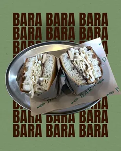 Vegan tofu and shiitake mushroom focaccia at BARA Cafe in Peckham, London, perfect for lunch on office days.