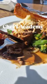 A short review video showcasing a lunch visit to Chef's Academy at Newcastle College, highlighting the menu, the student-run service, and the three-course meal.