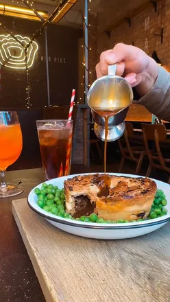 Pieminister Birmingham bottomless brunch: delicious pies, sides, unlimited gravy, Prosecco & Aperol Spritz.