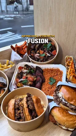 African-French fusion meal with truffle burger, jollof rice, suya, and more at PLB in Aldgate for £9.99.