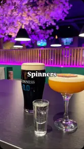 A short promotional video showcasing the new Spinners venue in Chester, highlighting the competitive socialising games like darts and shooting simulators, alongside their cocktail offerings.