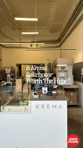 Krema Bakehouse's artisan pastries and celebration cakes on display in their Edinburgh shop.