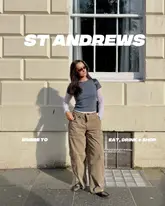 St Andrews, Scotland travel highlights: independent shop, cheesy toastie, West Sands Beach, and farm shop produce.