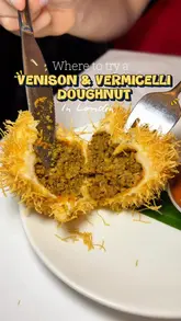A food-focused reel showcasing several dishes at Gunpowder, an Indian restaurant in London, including a venison and vermicelli doughnut, lamb chops, prawn toast, soft shell crab, and saag paneer.