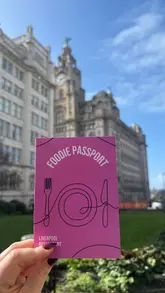 Promotional graphic for Liverpool Restaurant Week, showcasing various food dishes and drinks available during the event (18-26 April).