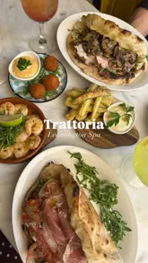 Here are a few options for your SEO alt text (all under 125 characters):

**Option 1 (Descriptive & SEO-focused):**
"A spread of Italian tapas, panuozzi sandwiches, and refreshing cocktails at Trattoria restaurant in Leamington Spa."

**Option 2 (Action-oriented):**
"Close-up of delicious Italian tapas and a Limoncello Spritz at Trattoria in Leamington Spa, Warwickshire."

**Option 3 (Focus on the signature dish):**
"Fresh Italian panuozzi sandwiches and cocktails enjoyed at Trattoria, a casual dining spot in Leamington Spa."

**SEO Tip:** Including the location ("Leamington Spa") and the category ("Italian") is the best way to help your image rank in local search results.