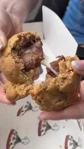 Gooey NYC Style Cookies from Kulture Coffee Leeds: Bakewell Tart, Creme Egg, Choc Rock & Mt. Shady, with an iced latte.