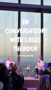 The video captures an exclusive event at Horizon 22, featuring a talk by Louis Theroux. It showcases the panoramic views of London from the high-rise venue, the event setup, and a brief look at the catering provided, specifically steak and frites.