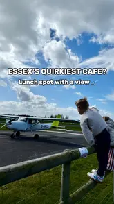 A family-oriented reel showcasing Rosey Lea at The Squadron, a cafe located at North Weald Airfield. The video focuses on the unique experience of watching planes take off and land while enjoying lunch, highlighting the outdoor seating area as a key feature for families.