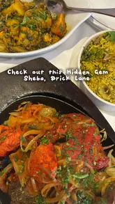 A short, engaging reel showcasing a dinner experience at Sheba on Brick Lane, highlighting the mixed grill, poppadoms, and various sides.