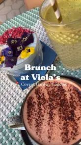 Brunch dishes at Viola's in Covent Garden: pancake tacos, French toast, Levant eggs, lobster bao bun, and calamari.