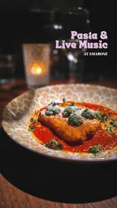 A vlog-style review of a Friday night at Amarone in Aberdeen, highlighting the live jazz music, Italian food, and cocktail menu.