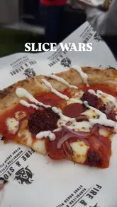 A fast-paced recap of a pizza festival event called Slice Wars held at Wylam Brewery, featuring various pizza vendors and outdoor seating.
