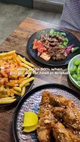 A creator visits Pocha in Bristol to demonstrate the EatClub app, showcasing the restaurant's interior, various Korean dishes like fried chicken and bibimbap, and the ease of using the app for a discount.
