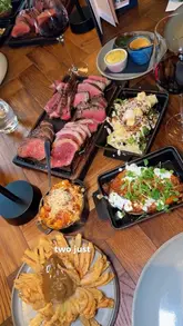 Here are a few options for your SEO alt text, keeping it under 125 characters:

* **Option 1 (Descriptive):** A platter of premium steak cuts including Tomahawk and Chateaubriand at The Cow and Sow restaurant.
* **Option 2 (Action-oriented):** Chef presenting a selection of gourmet sharing steaks at a Steak Education event at The Cow and Sow.
* **Option 3 (Concise):** Gourmet steak sharing platter with Picanha and Tomahawk served at The Cow and Sow in Birmingham.

**SEO Tip:** I recommend **Option 1 or 3** as they include the specific restaurant name and the location (Birmingham), which helps with local search visibility.