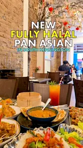 Here are a few options for your SEO alt text, depending on what is most prominent in your image:

**Option 1 (Focus on the food spread):**
A table full of halal Pan Asian dishes including Thai green curry, La Zi Ji, and crispy chicken at Niuko in London.

**Option 2 (Focus on the restaurant/location):**
A vibrant table of halal Chinese, Malaysian, and Thai food at Niuko, a Pan Asian restaurant in Gloucester Road, London.

**Option 3 (Concise and descriptive):**
Close-up of a variety of halal Pan Asian dishes served at Niuko restaurant near Gloucester Road Station in London.

**SEO Tip:** Since the restaurant name is "Niuko," including it in the alt text helps with local search discoverability for people looking for halal dining in South Kensington.