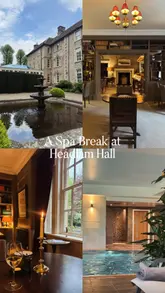 A chronological day-in-the-life style reel showcasing a stay at Headlam Hall Hotel, highlighting the room, spa facilities, dog-friendly policy, and dining experience.
