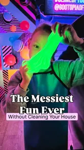 A promotional video for Gootopia, featuring children participating in a glow-in-the-dark slime workshop. The video highlights the interactive process of making slime, including choosing colors and scents, creating giant slime bubbles, and participating in group games. It showcases the venue's interior and the energetic staff facilitating the session.